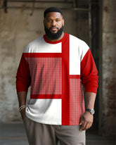 Big & Tall Men's Dot Strip Geometric Print Long Sleeve T-Shirt